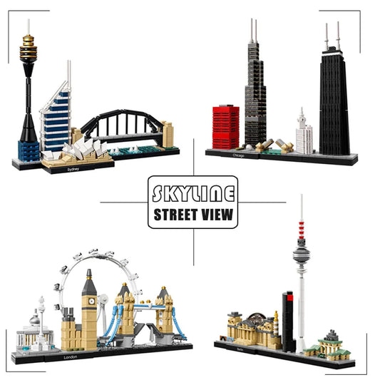 Chicago Skyline Street View Architecture Building Block