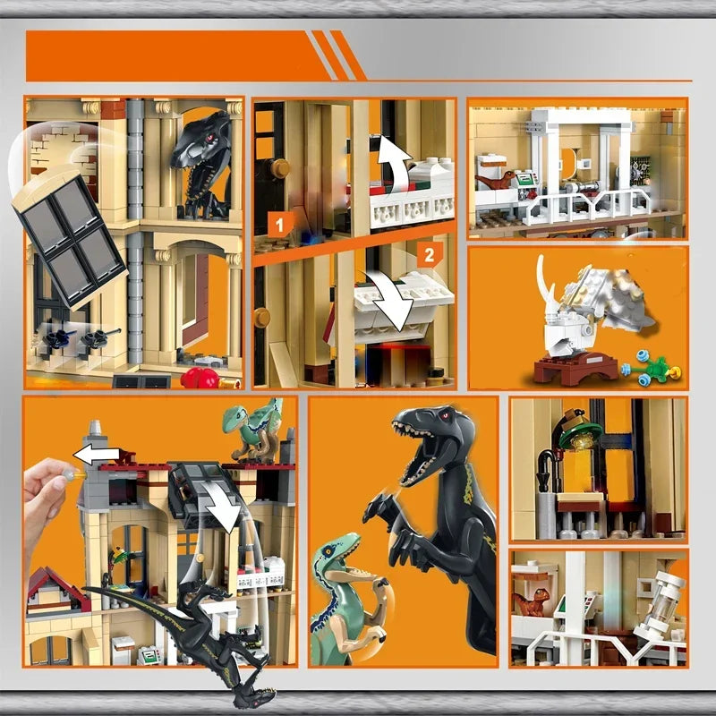 Dinosaur Series Tyrannical Dragon Attacks The Manor World Base Building Blocks