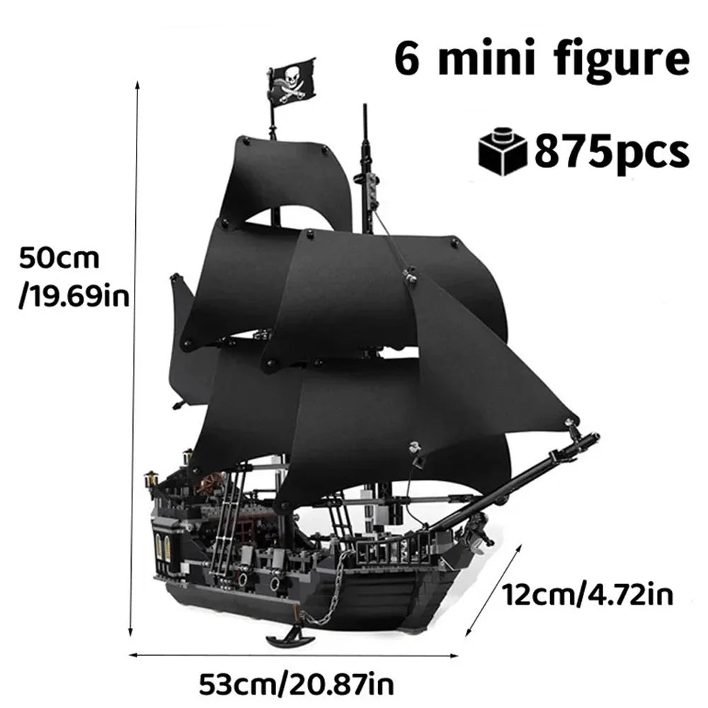 Pirates Of The Caribbean Ship Queen's Revenge Warship Black Pearl Sailboat Building Block Bricks
