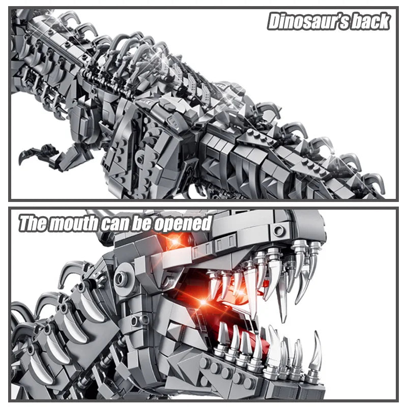 Jurassic Dinosaur Large Mechanical Tyrannosaurus Rex Building Blocks Model With Lights Bricks Toys