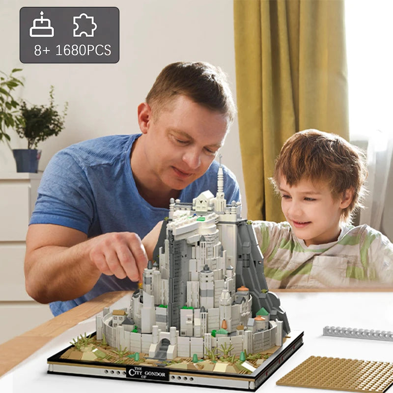 The Rings Minas White City Tirith Street View Assembly Model Building Block