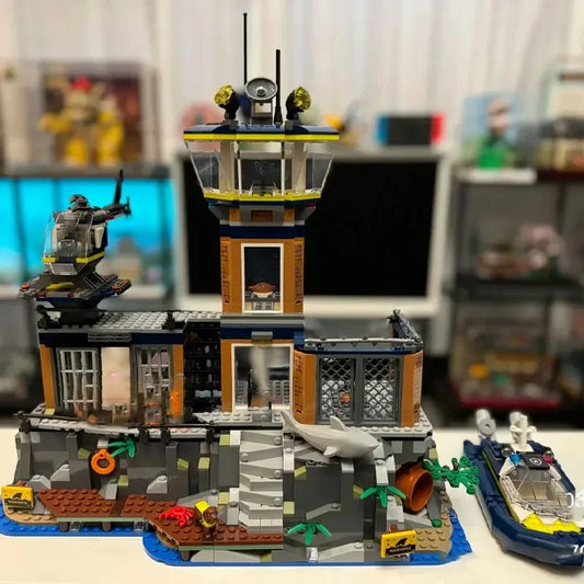 Sea Prison Island Police Blocks with Speedboat MOC Toy City Series 60419