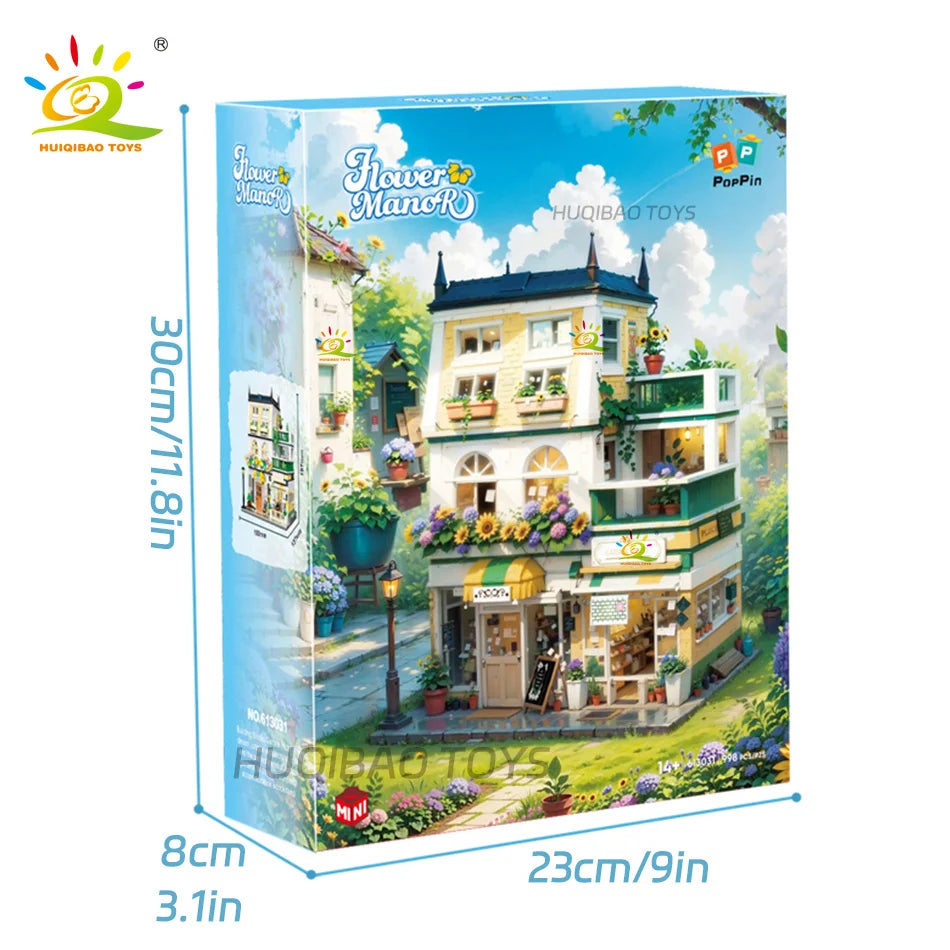 Garden Hotel Model Building Blocks City Street House Construction Micro Bricks Toys