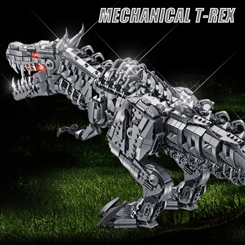 Jurassic Dinosaur Large Mechanical Tyrannosaurus Rex Building Blocks Model With Lights Bricks Toys