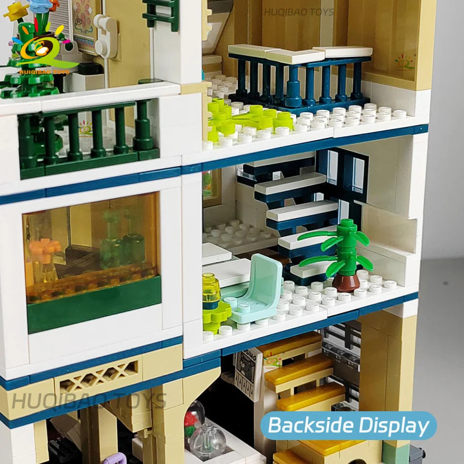 Garden Hotel Model Building Blocks City Street House Construction Micro Bricks Toys