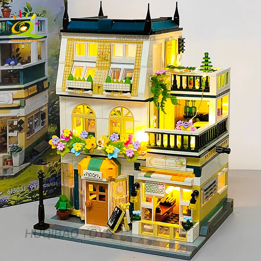 Garden Hotel Model Building Blocks City Street House Construction Micro Bricks Toys